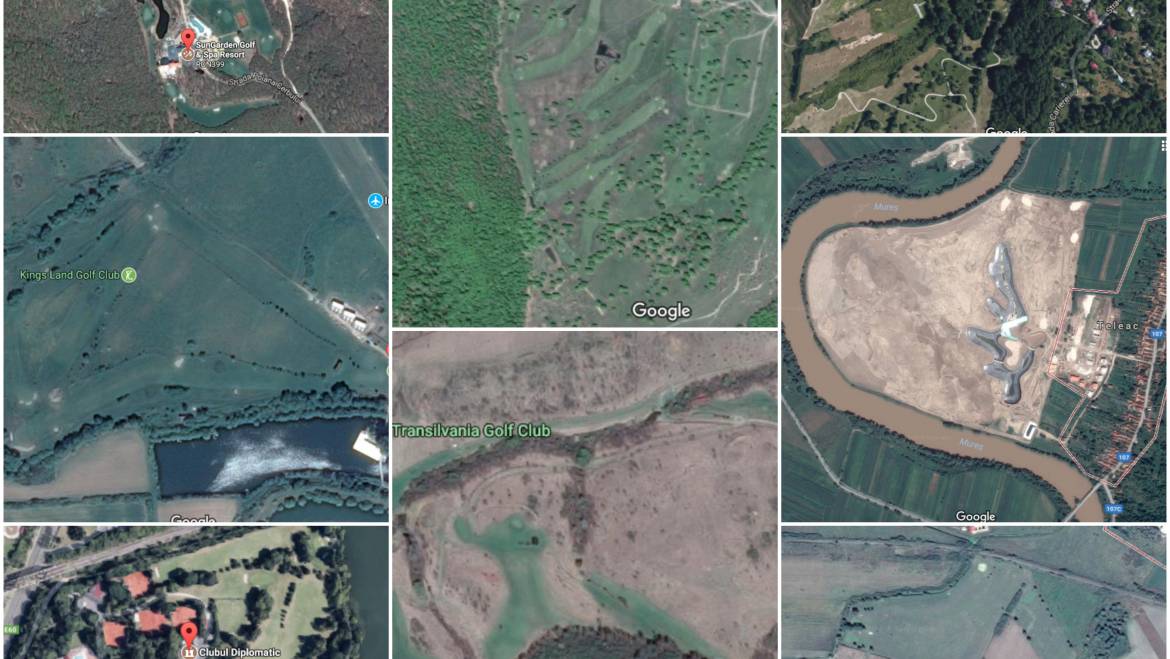 Privire din satelit cu terenurile de golf din România